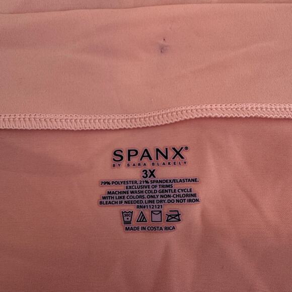 Spanx Square Neck Tank Top Women's 3X Plus Size Rosebud Pink Smoothing Stretch - Picture 3 of 8